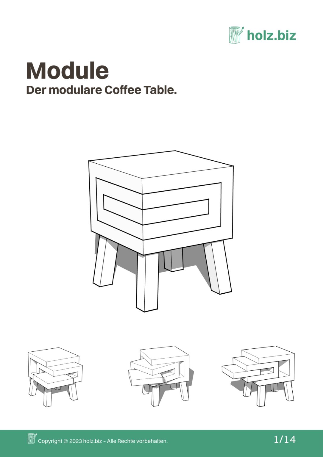 MODULE der modulare coffe table Bauplan von holz.biz